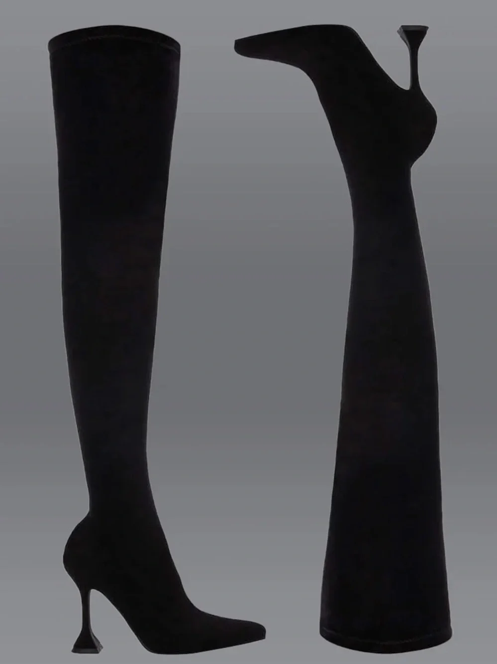 AZALEA WANG ELEVATE THIGH HIGH STRETCH SUEDE BOOT IN BLACK